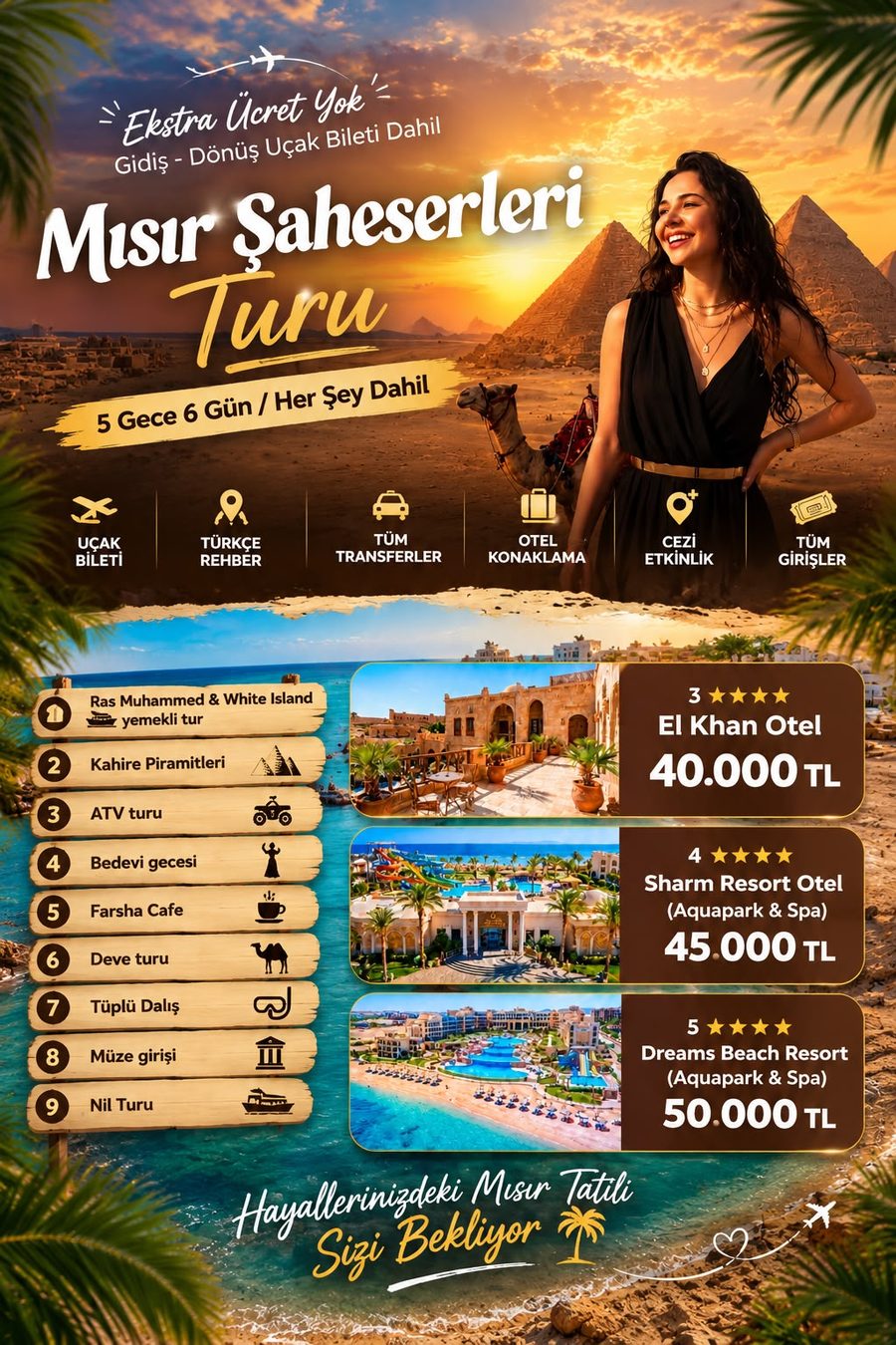 Mısır Şaheserleri Turu afişi: 5 gece 6 gün her şey dahil program ve otel fiyatları